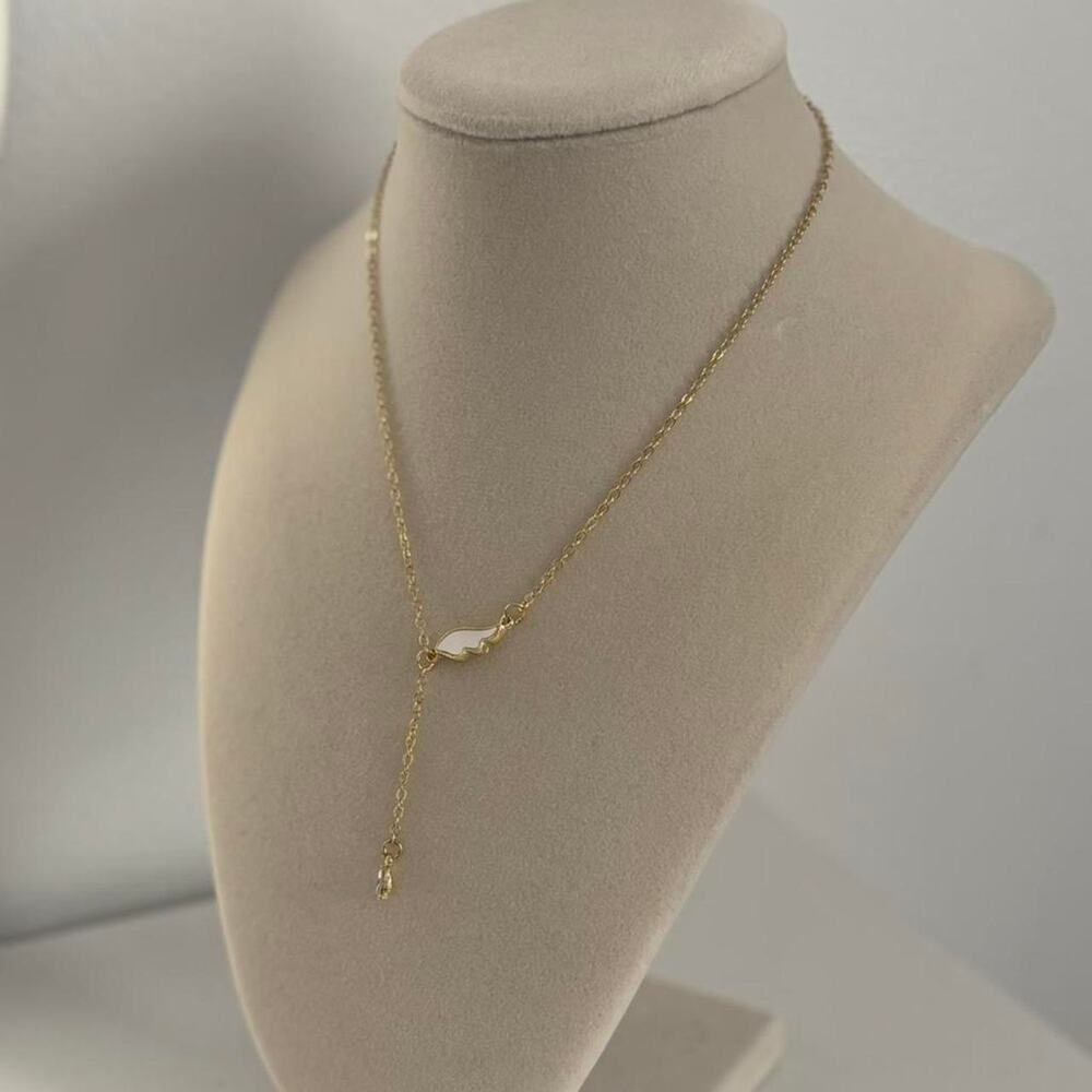 Gold Angel Wing Necklace Stainless Steel Elegant Minimal Pendant Jewelry Gift - Picture 3 of 3
